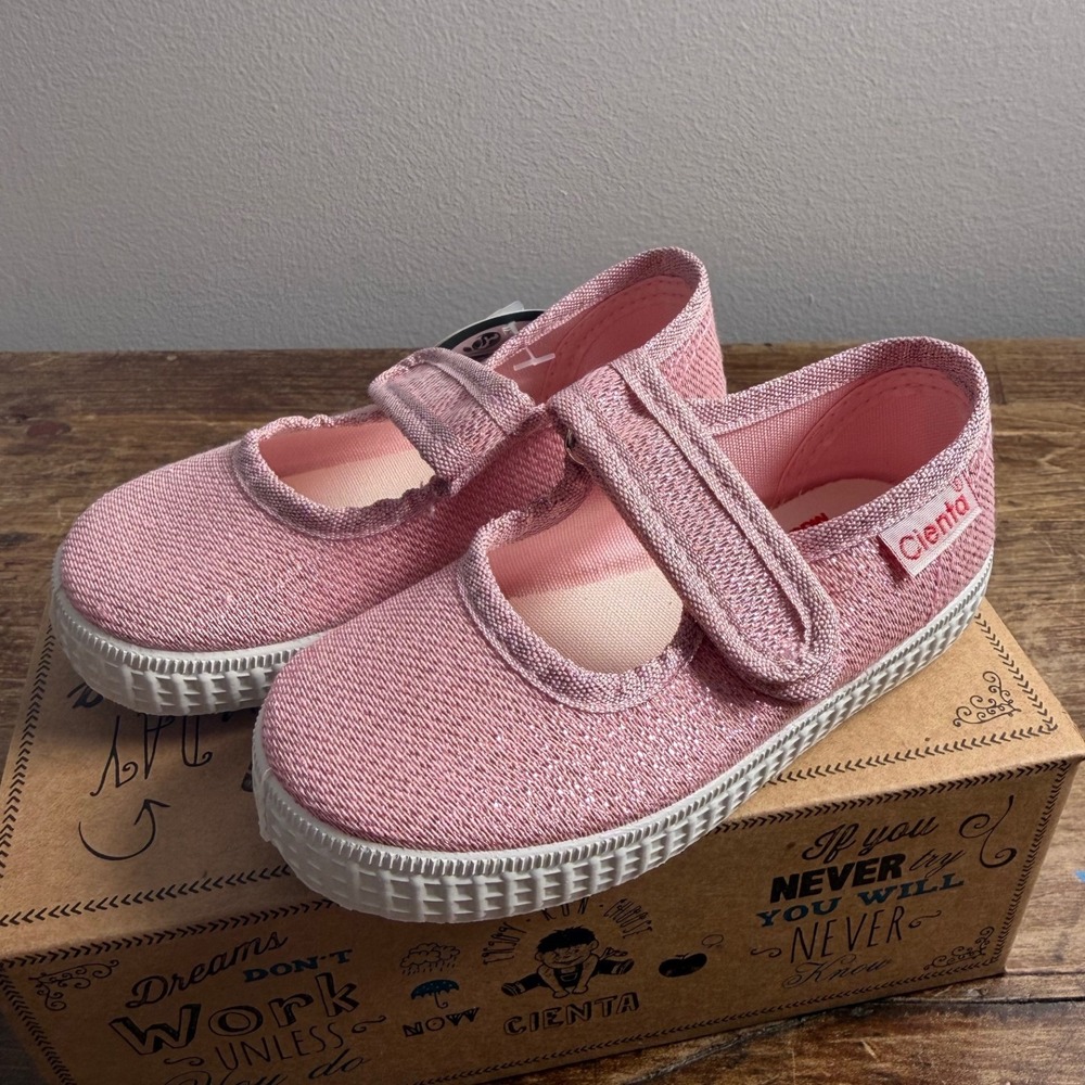 Cienta Kids 56013 Pink Glitter Mary Jane Sneakers Size 22 EU 6 US Girls